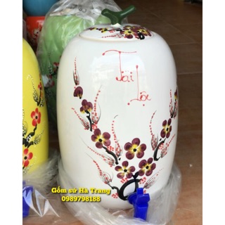 Bình chứa nước dung tích 10 lít gốm sứ Bát Tràng cao cấp