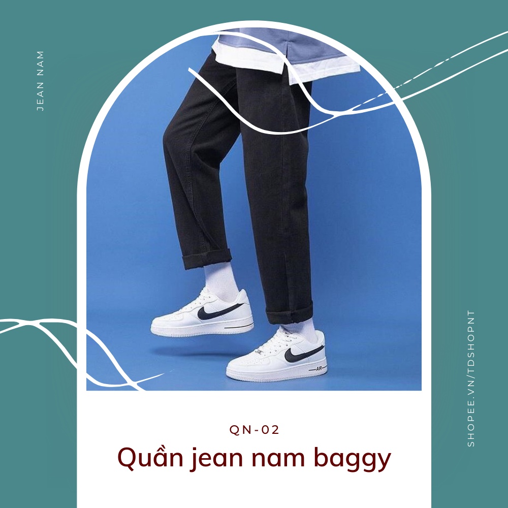 Quần Ống Rộng Quần Jeans Nam Rách Quần Ống Suông Baggy Đen | Tdshopnt - QN-02 | BigBuy360 - bigbuy360.vn