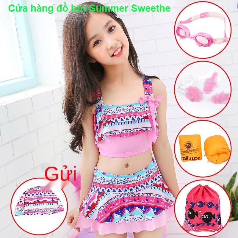 Áo tắm bé gái chia trẻ em nhỏ, vừa và lớn lưới váy công chúa màu đỏ phù hợp với | BigBuy360 - bigbuy360.vn