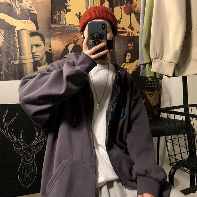 Áo khoác IFNICEFUTURE dáng rộng túi áo kangaroo thời trang mùa Thu cho nam nữ