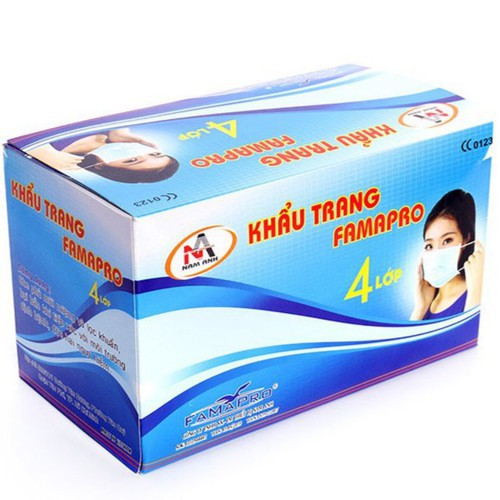 Bộ 2 hộp cái khẩu trang y tế 4 lớp 100% vải lọc (Xanh, 1 hộp 50 cái)