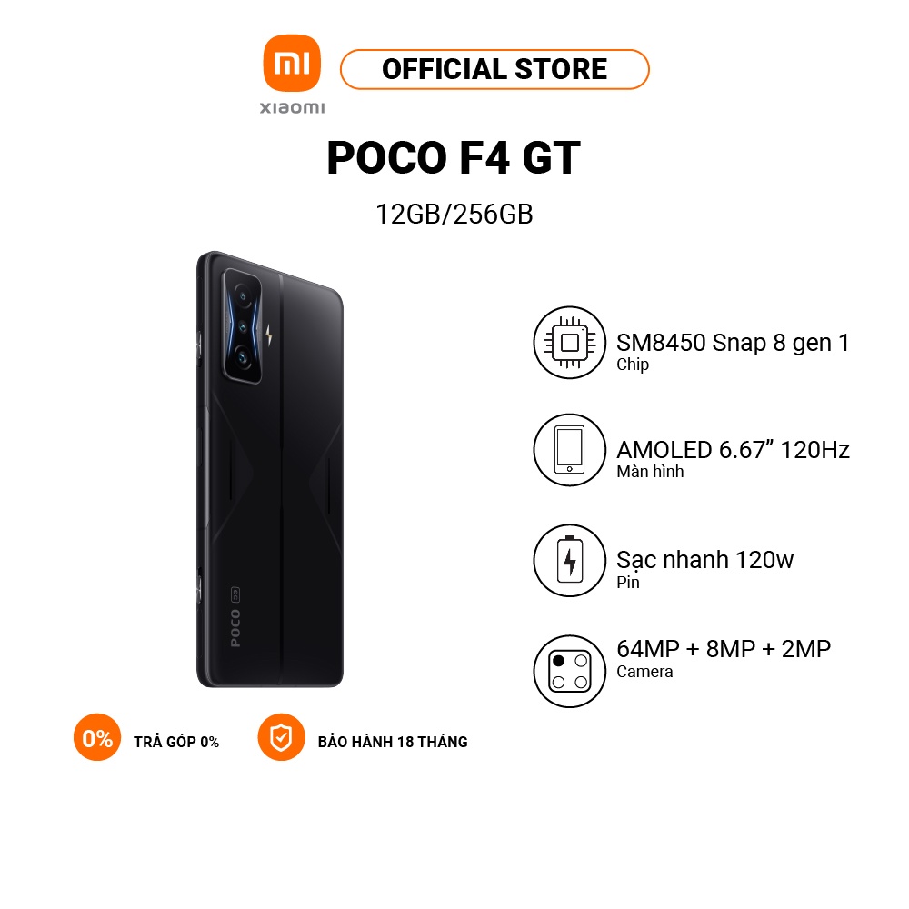 [ELBMO6 giảm 12% đơn 500K tối đa 200K]Điện thoại POCO F4 GT 12+256GB AMOLED 120Hz/Snapdragon 8 Gen 1/12GB-256GB/120W Cha