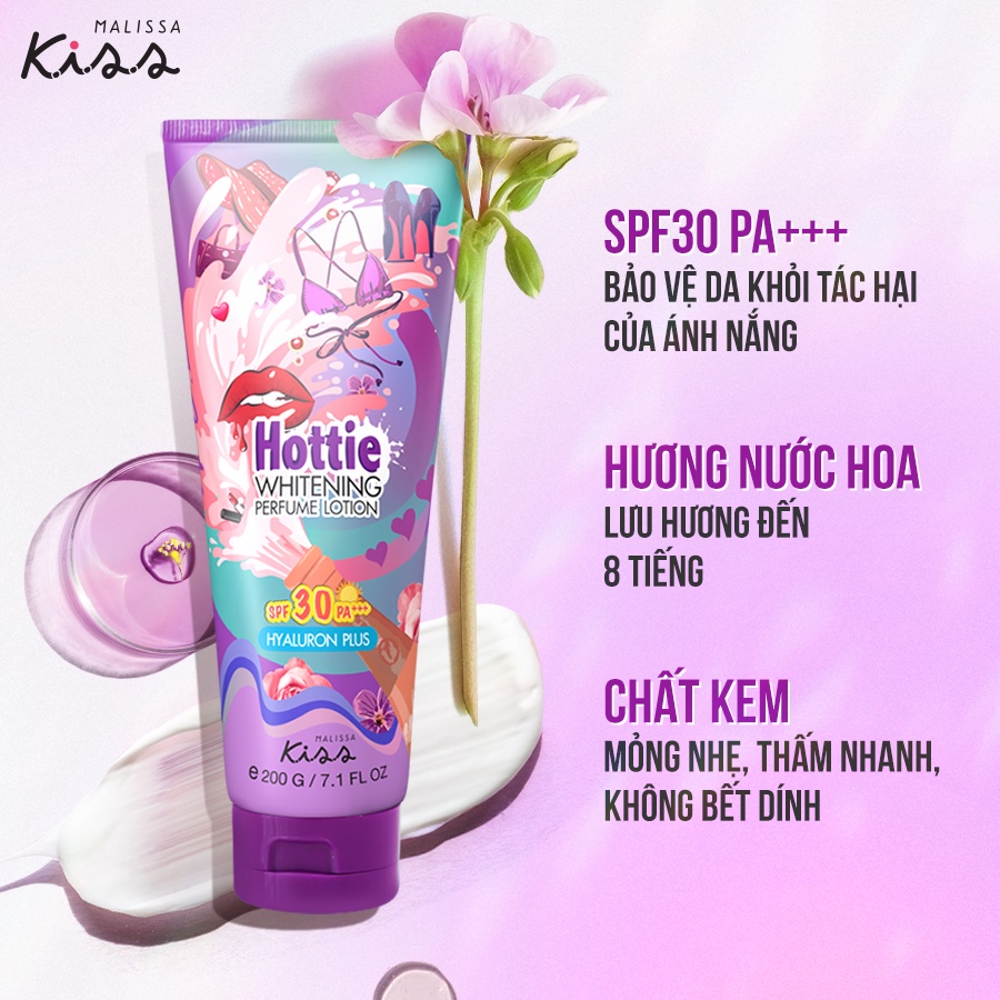 Dưỡng Ẩm Chống Nắng Malissa Kiss Whitening Perfume Lotion SPF30 Pa+++ Hương Nước Hoa 200g