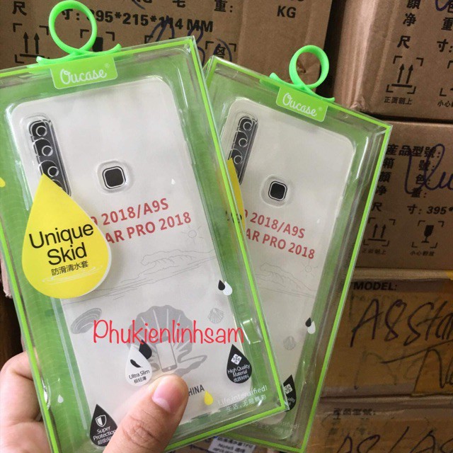GALAXY A9 2018 _ỐP LƯNG DẺO HIỆU OU CASE ( TRONG SUỐT )