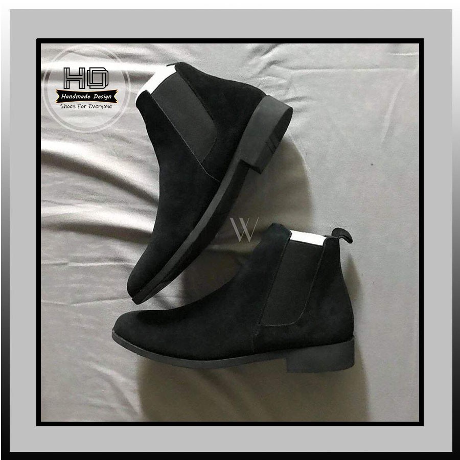 Giày thời trang nam phong cách Chelsea Boots chất liệu da lộn màu đen