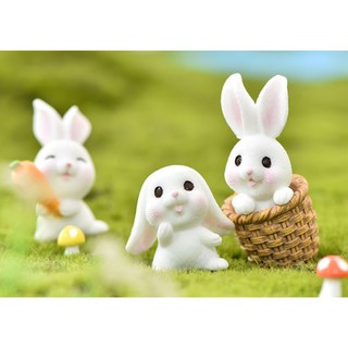 [TIỂU CẢNH TRANG TRÍ] Mô hình chú thỏ trắng đáng yêu trang trí cây sen đá, xương rồng, cây cảnh (1 bé)