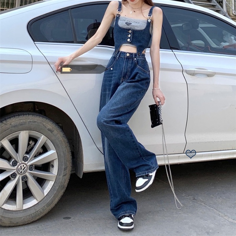 Set yếm Denim mới nhất 2023, thiết kế Jumpsuit tôn dáng phong cách trẻ trung năng động