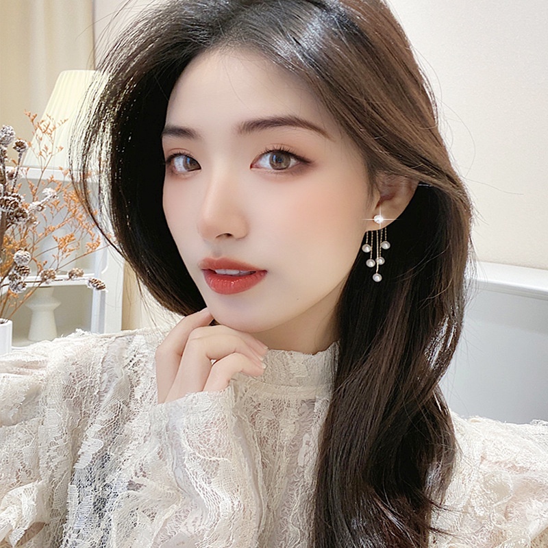 Khuyên Tai Tua Rua Ngọc Trai Zircon Xu Hướng Mới Hàn Quốc Thanh Lịch Cho Nữ