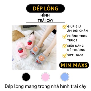 Dép Lông Đi Trong Nhà - Dép Nữ Giữ Ấm Đôi Chân Hình Trái Cây, Chống Trơn Trượt 8939 [MINMAXS]
