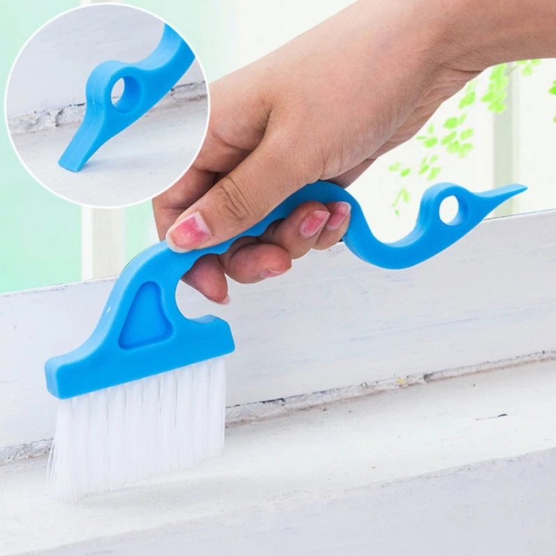 Bàn chải vệ sinh đường ray trượt rãnh cửa sổ 3 màu thiết kế cổ thiên nga uốn cong