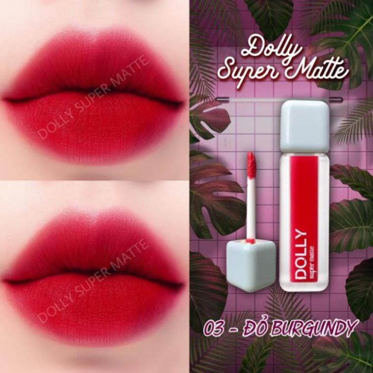 Son DOLLY SUPER MATTE -Mua1 tặng 1 -Đỏ Burgundy hot trend 2021 cao cấp không chì hữu cơ an toàn cho mẹ bầu | BigBuy360 - bigbuy360.vn