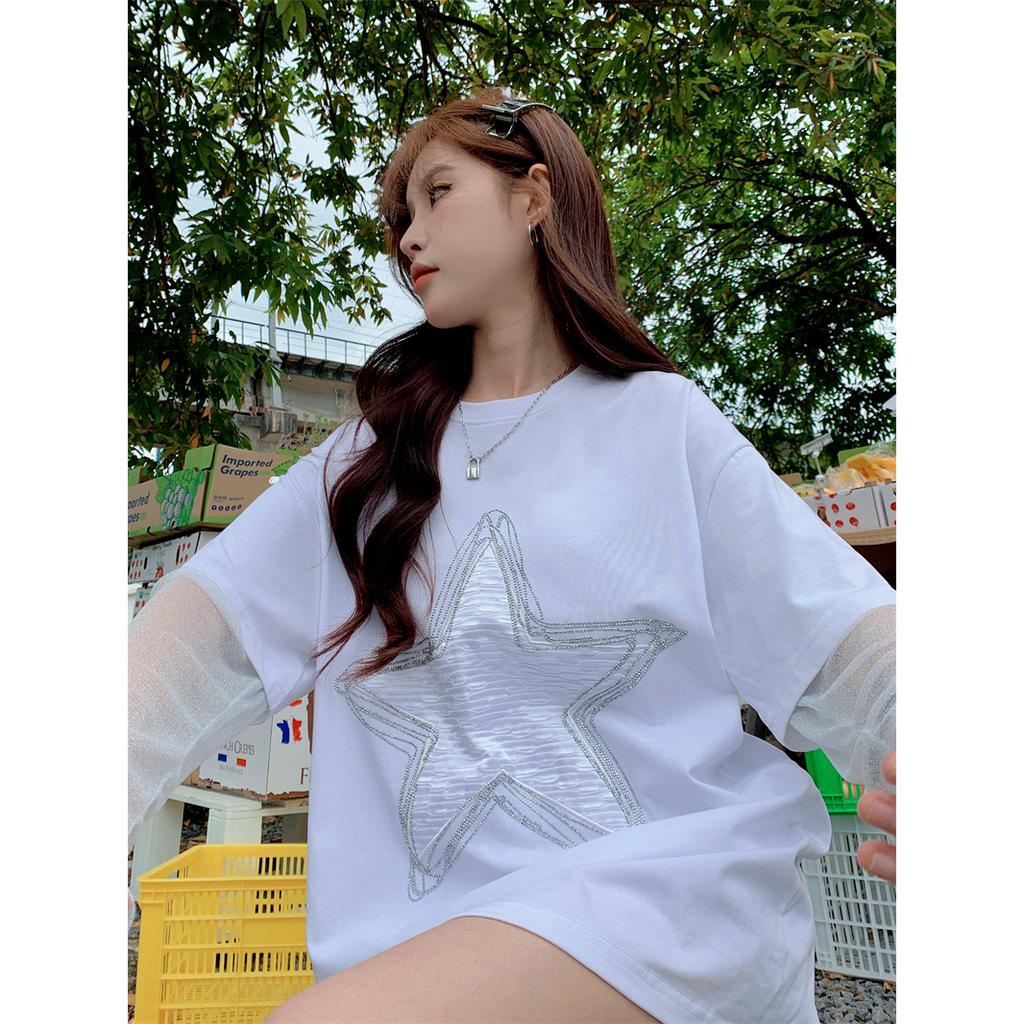 「 WELOVE1 」Áo Thun Cotton Tay Dài Chống Nắng Xẻ Tà Kiểu Cách Hàn Quốc Thời Trang Mới Cho Nữ