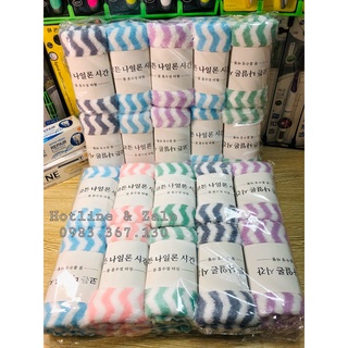 Sỉ 10 chiếc khăn mặt hàn quốc 50x35cm có dòng kẻ