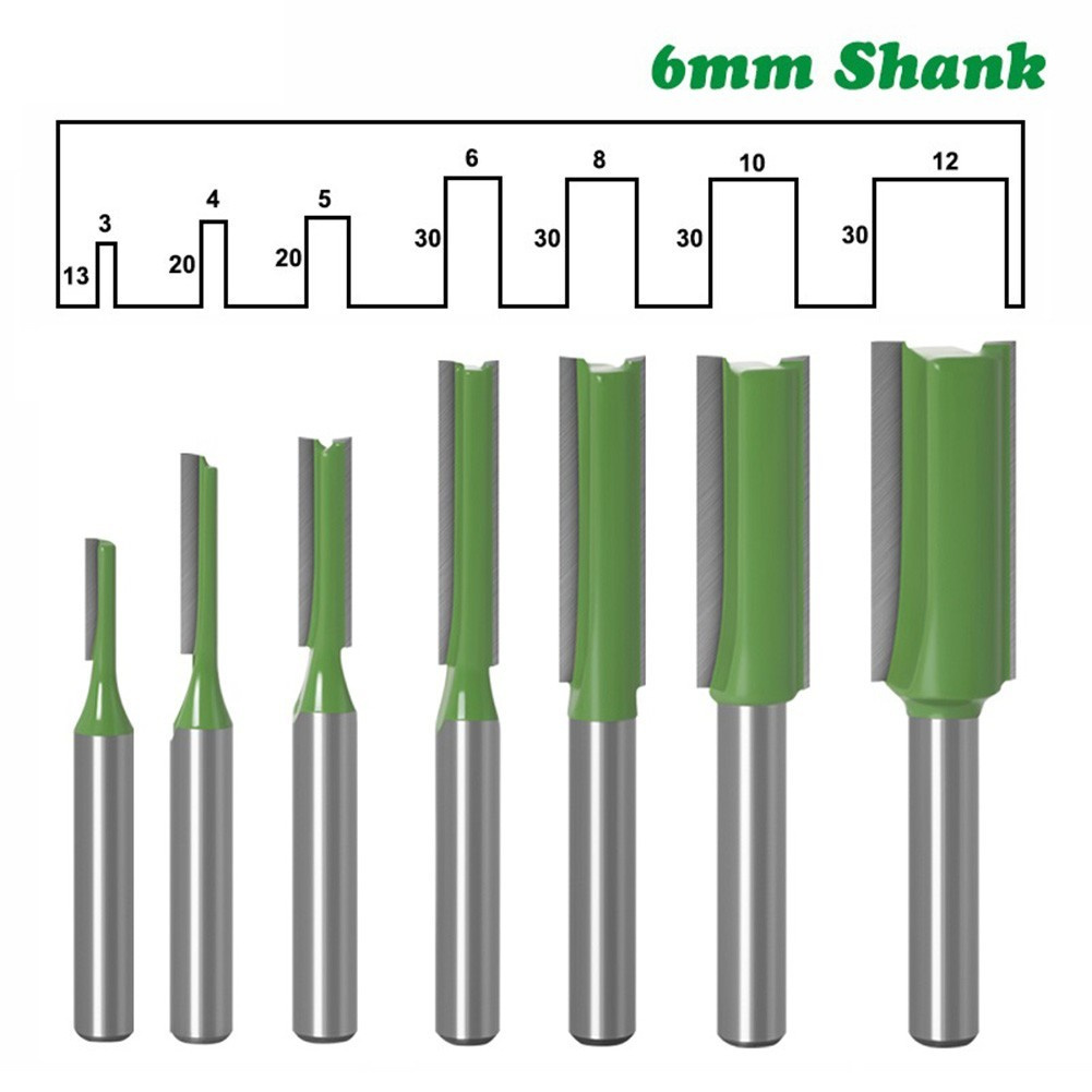Router Bit 6MM Bit Khắc Đôi Phay Router Shank Gỗ Thẳng