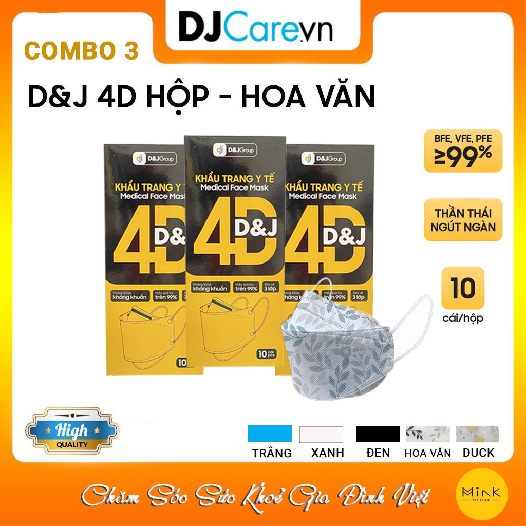 Combo 3 Hộp Khẩu Trang Y Tế 4D Tiêu Chuẩn Quốc Tế