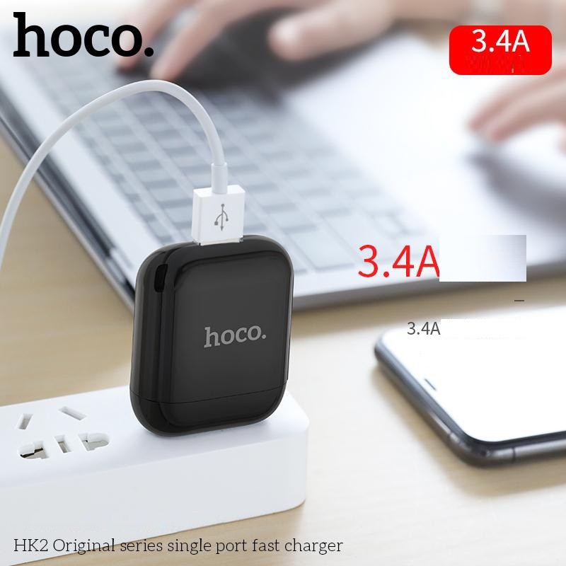 Cốc sạc nhanh Hoco HK2 Original series Output max 3.4A - Hãng phân phối chính thức