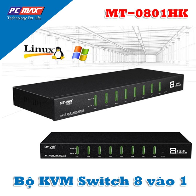 Bộ chuyển mạch KVM Switch tự động 8 hdmi chung 1 màn hình - MT-0801HK - Hàng chính hãng