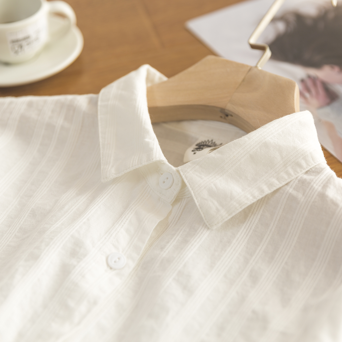 Áo sơ mi trắng cotton Nhật bản áo sơ mi nữ bông nguyên chất học sinh sinh viên phong cách Học Viện thiết kế cảm giác nhỏ