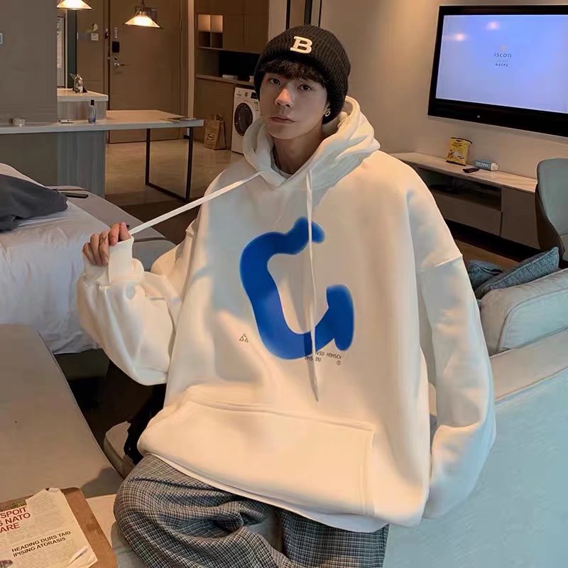 Áo Hoodie Thể Thao Dáng Rộng In Chữ Phong Cách Hip Hop Đường Phố Hàn Quốc Cỡ M-5XL Cho Nam