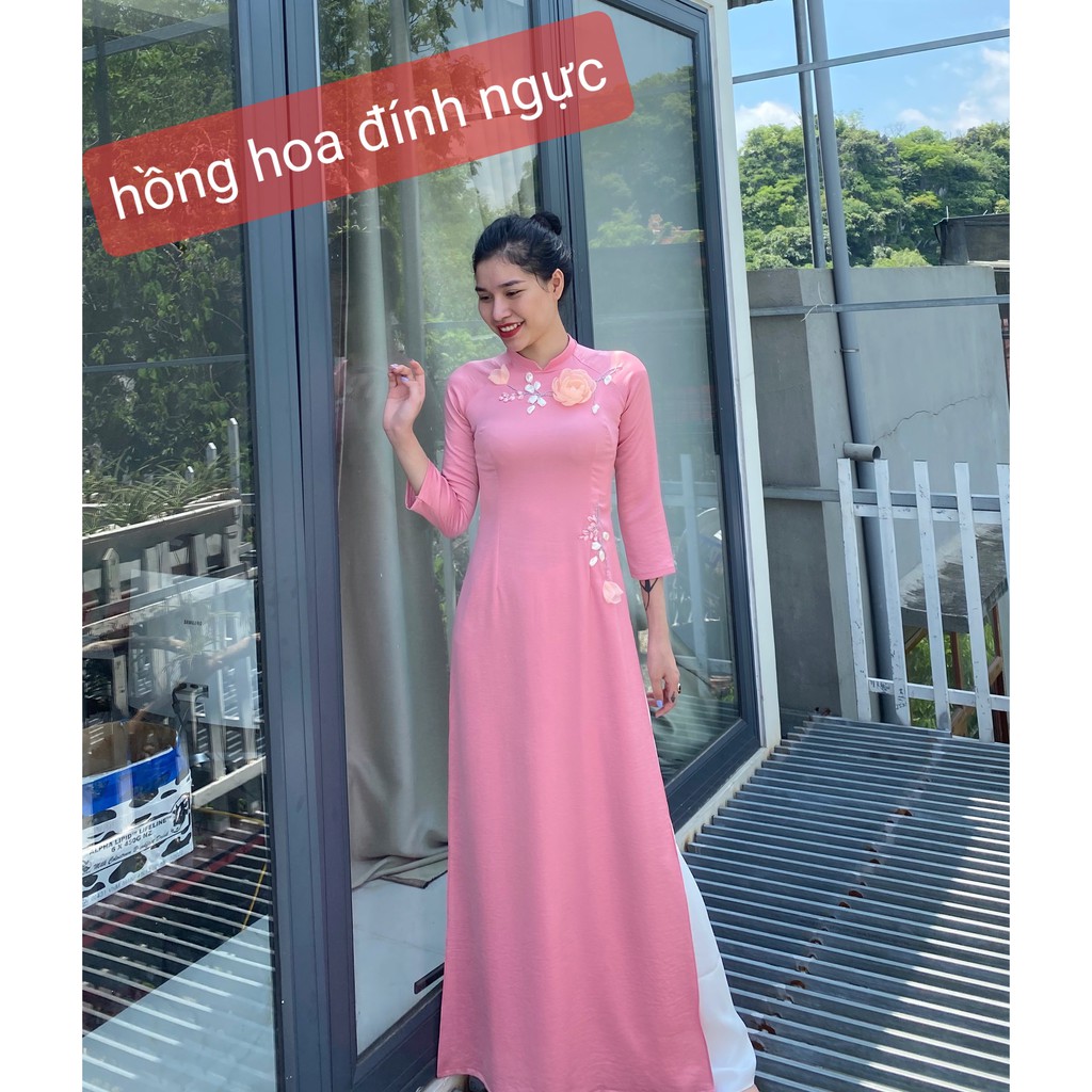 [HOT HOT ] Áo Dài Truyền Thống Hoa Nổi Siêu Xinh Cho Các Nàng