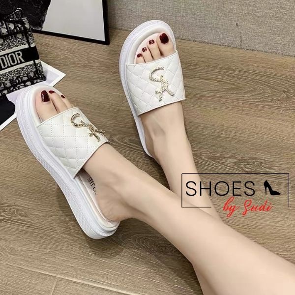 Dép bánh mì cao 3p SUDI - LE009-AHD có đệm êm chân có quai đính biểu tượng Y-S dễ phối đồ đi chơi, đi biển...