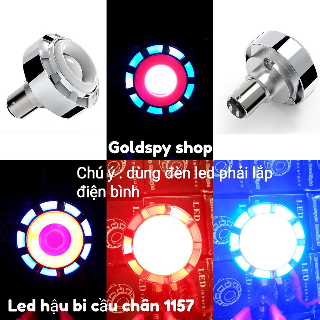 Đèn Led hậu bi cầu xe máy - Đèn Hậu Nháy Iron Man ( chân 1157 )