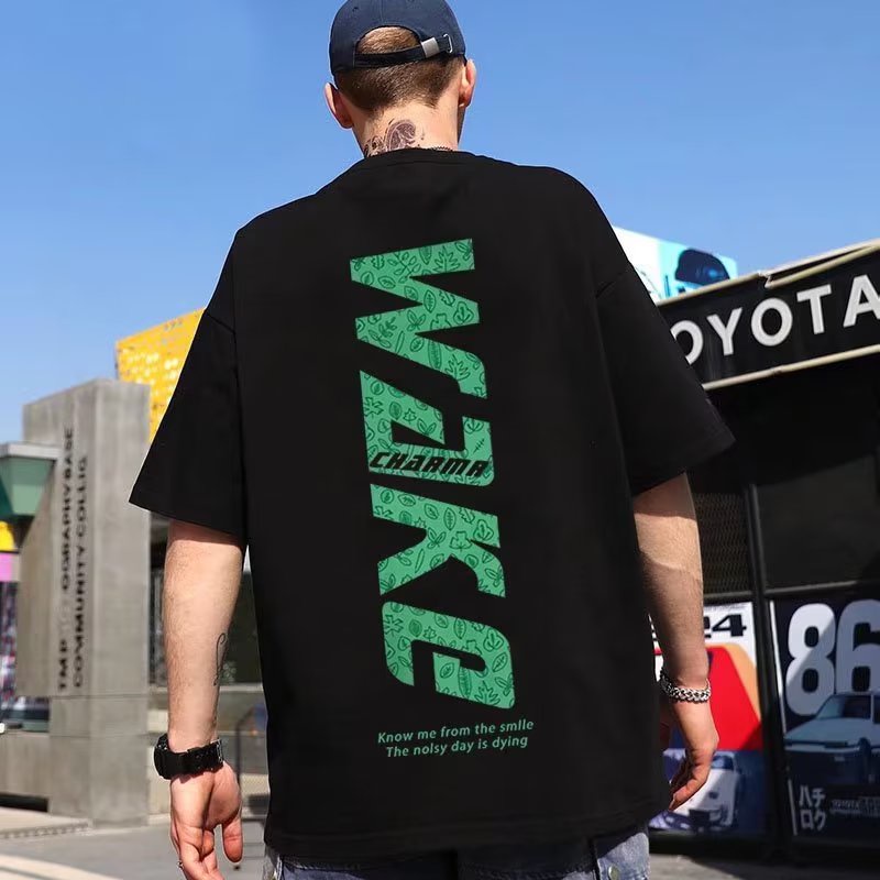 Áo Thun Tay Ngắn Cổ Tròn In Chữ Cái Đơn Giản Thời Trang Phong Cách Hip Hop Hàn Quốc