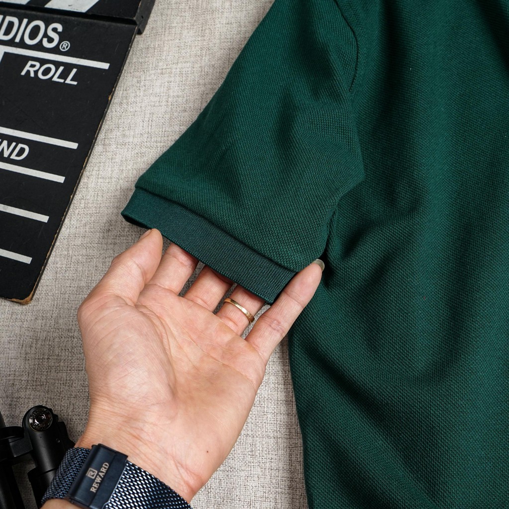 Áo Polo Nam Vải Cotton Cá Sấu Cao Cấp Phối Viền Cổ Tam Giác Trẻ Trung Lịch Lãm