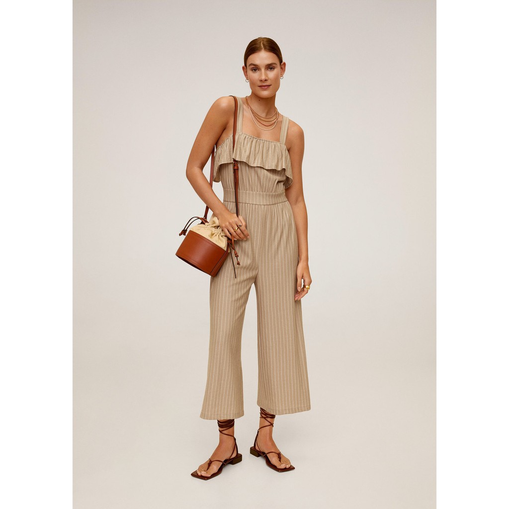 Jumpsuit áo liền quần hai dâu màu be nâu MNG 67019404 jf320 - SIZE XS,S,M,L