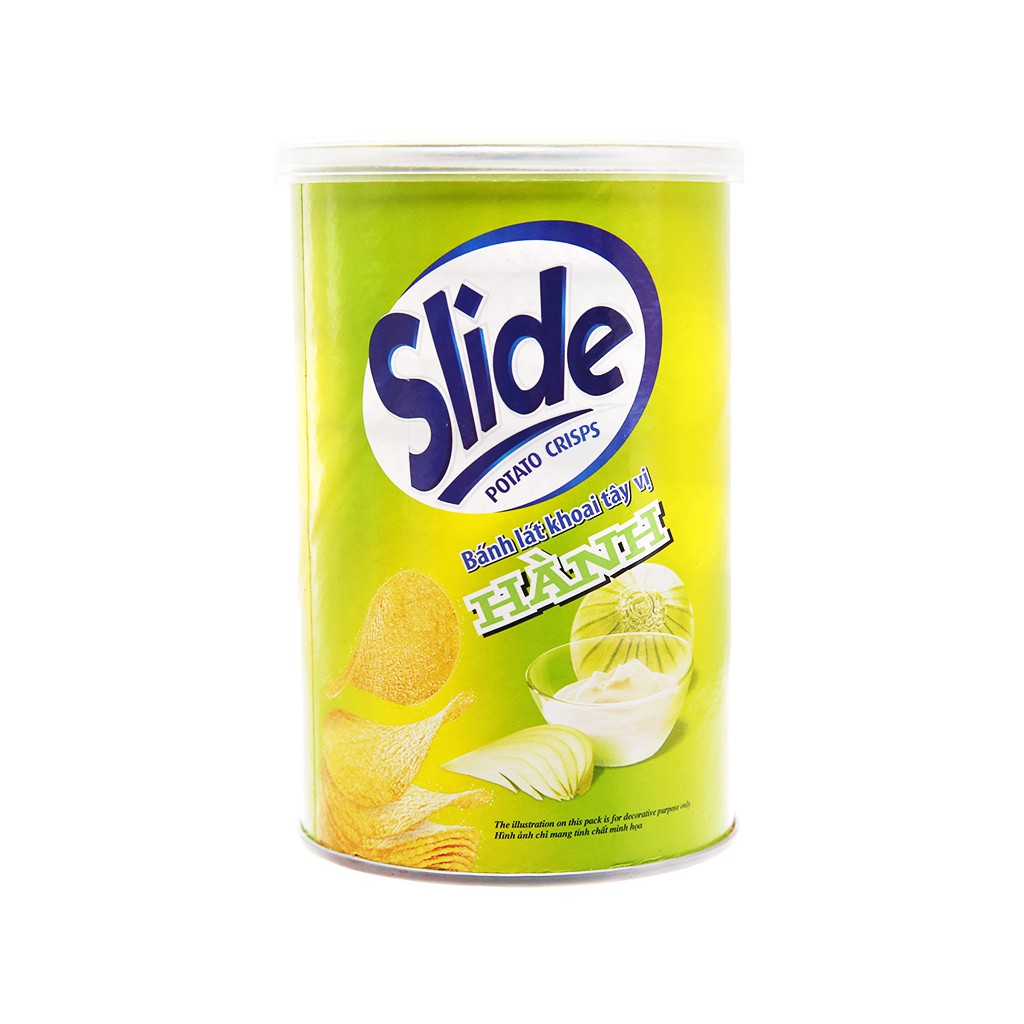 Snack khoai tây vị kem chua và hành Slide lon 75g