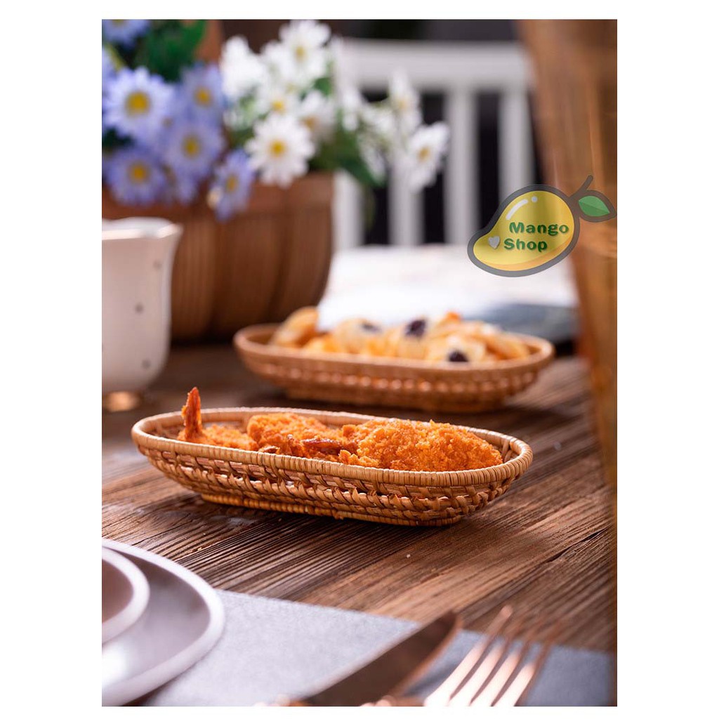 Giỏ mây xinh xắn ( Khay đan mây đựng đồ decor chụp ảnh )