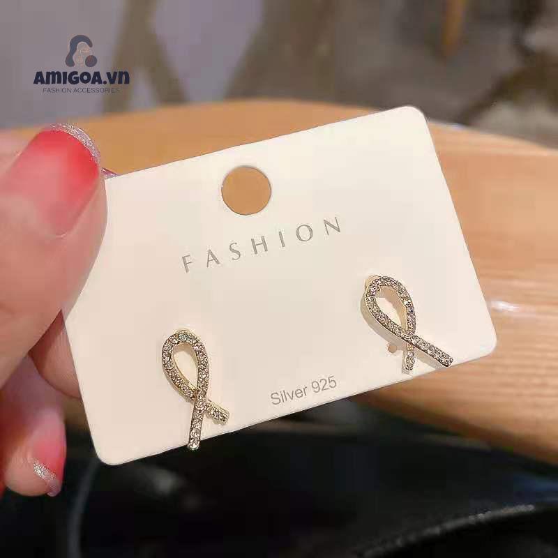 ✨✨Bông Tai Chuôi Bạc S925 ❤️FREESHIP❤️ Bông Tai Đính Đá Chéo Kiểu Mới Hàn Quốc