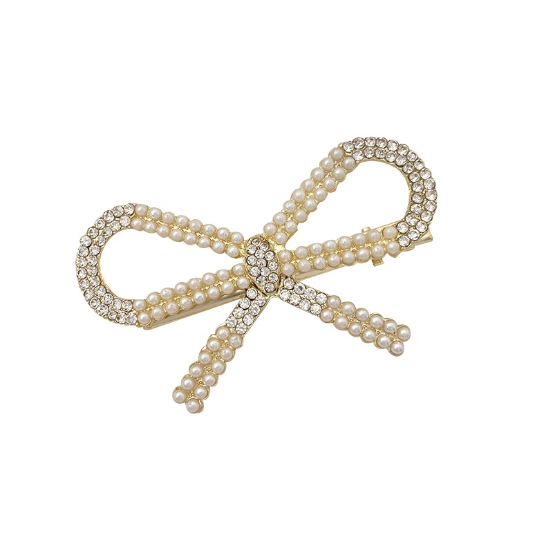 Kẹp Tóc Hình Nơ Đính Đá Ngọc Trai Lấp Lánh 2023 Mới