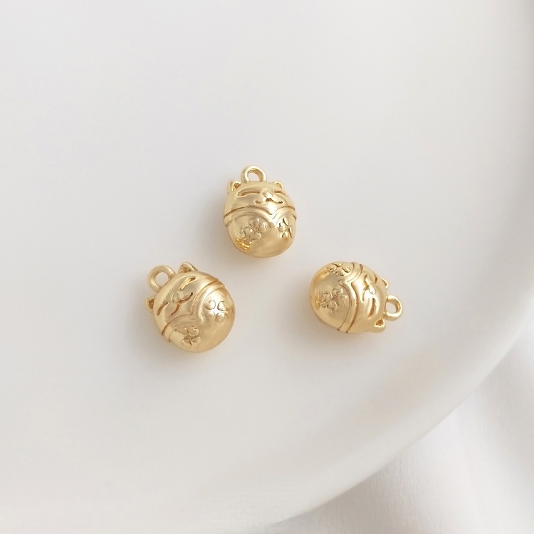 Mặt Dây Chuyền Bằng Đồng Mạ Vàng 14K diy Hình Mèo May Mắn / Phi Hành Gia / Mặt Trăng