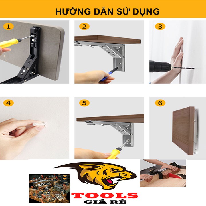 Bản lề gập INOX ⚡️FREESHIP⚡️ Giá đỡ để kệ bàn gấp gọn treo tường thông minh chịu lực dài 20 30 40 50cm