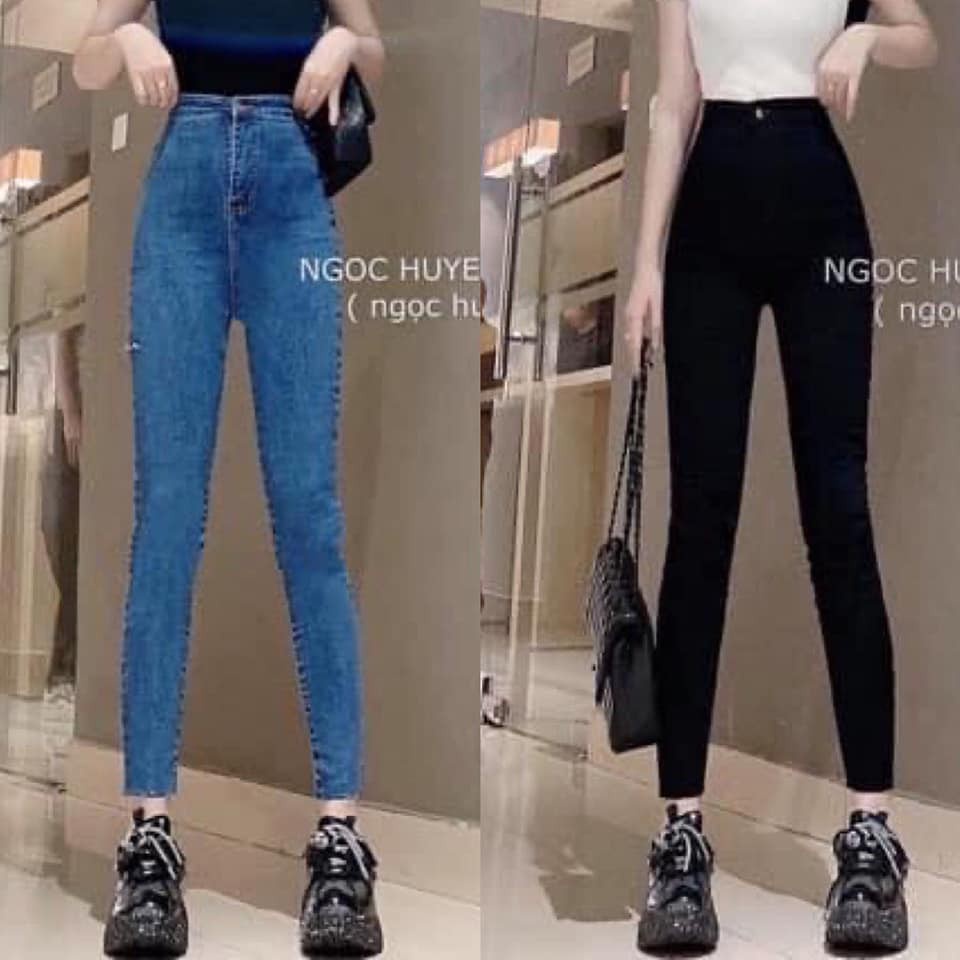 Quần jean bó cạp cao hách dáng hàng may gấu co dãn tốt có size - HÀNG MỚI VỀ