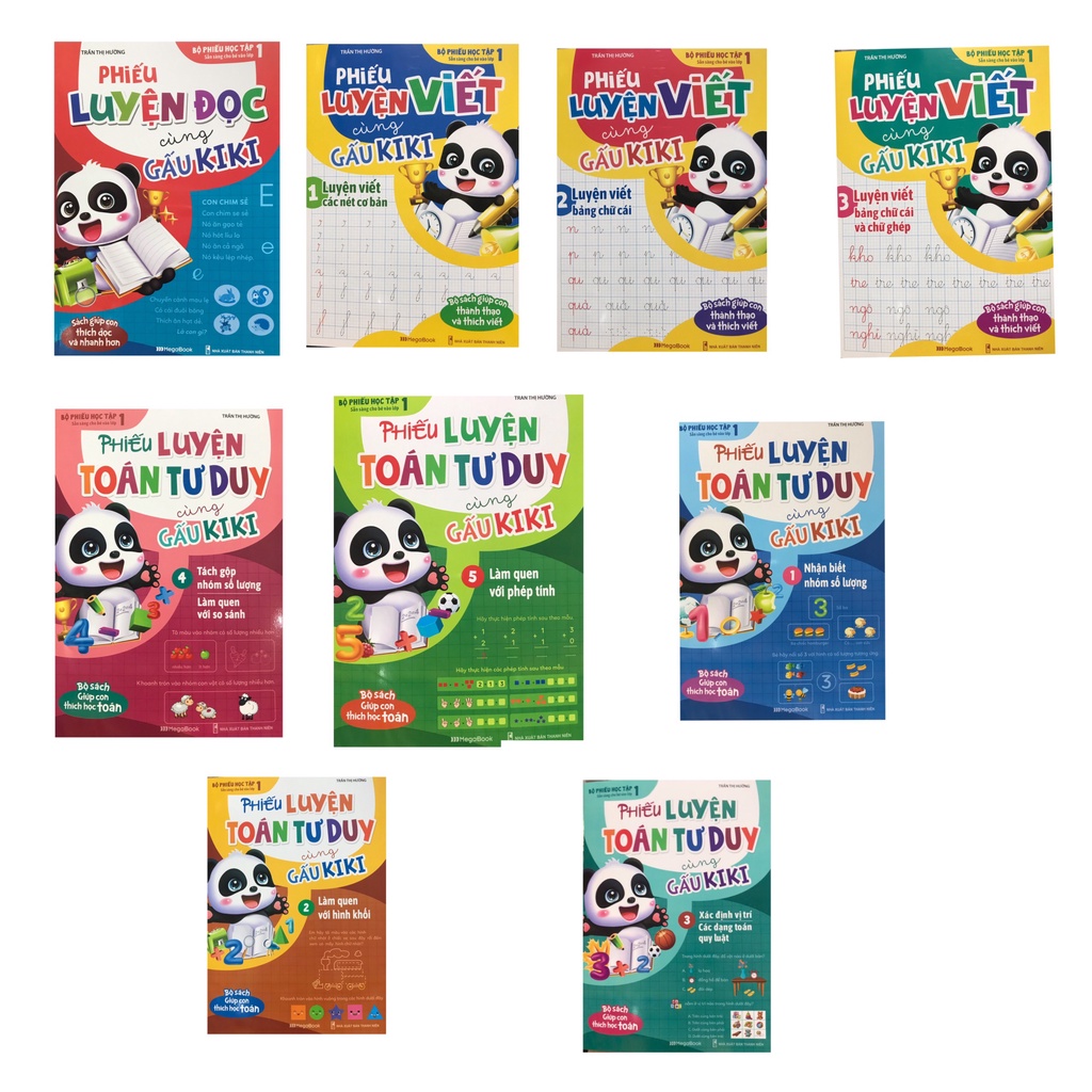 Sách - Phiếu luyện viết cùng gấu kiki ( tập 0, 1 , 2 , 3 Combo 4 quyển , combo 9 quyển ) ( Megabooks )