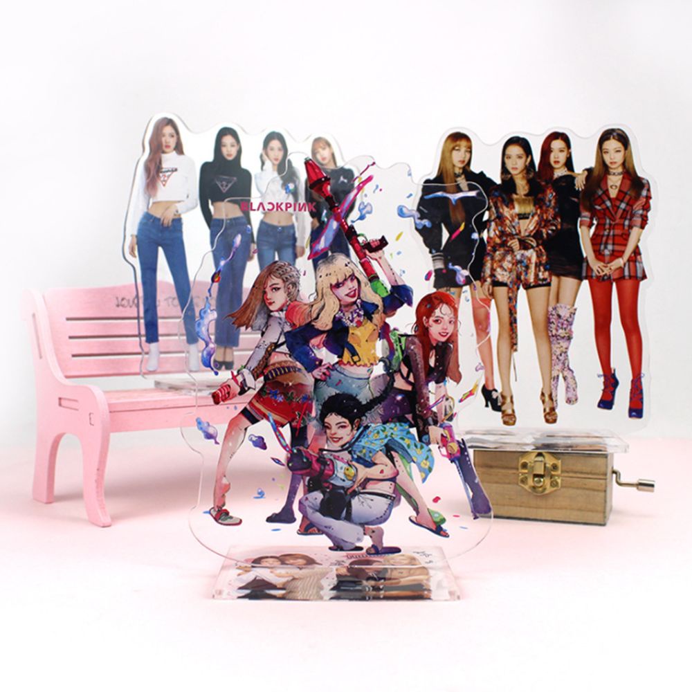 Mô hình thành viên nhóm Blackpink hai mặt bằng acrylic trong suốt trang trí bàn