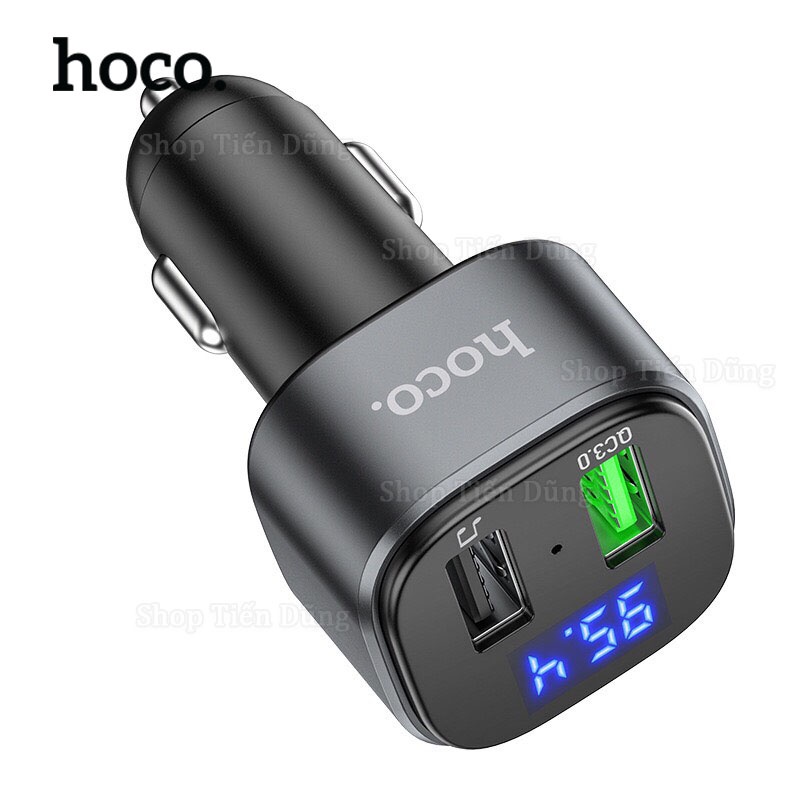 Tẩu Sạc Xe Hơi Hoco E67 - Bộ phát sóng FM Bluetooth trên ô tô hoco E67 Fighter QC3.0 (Đen)