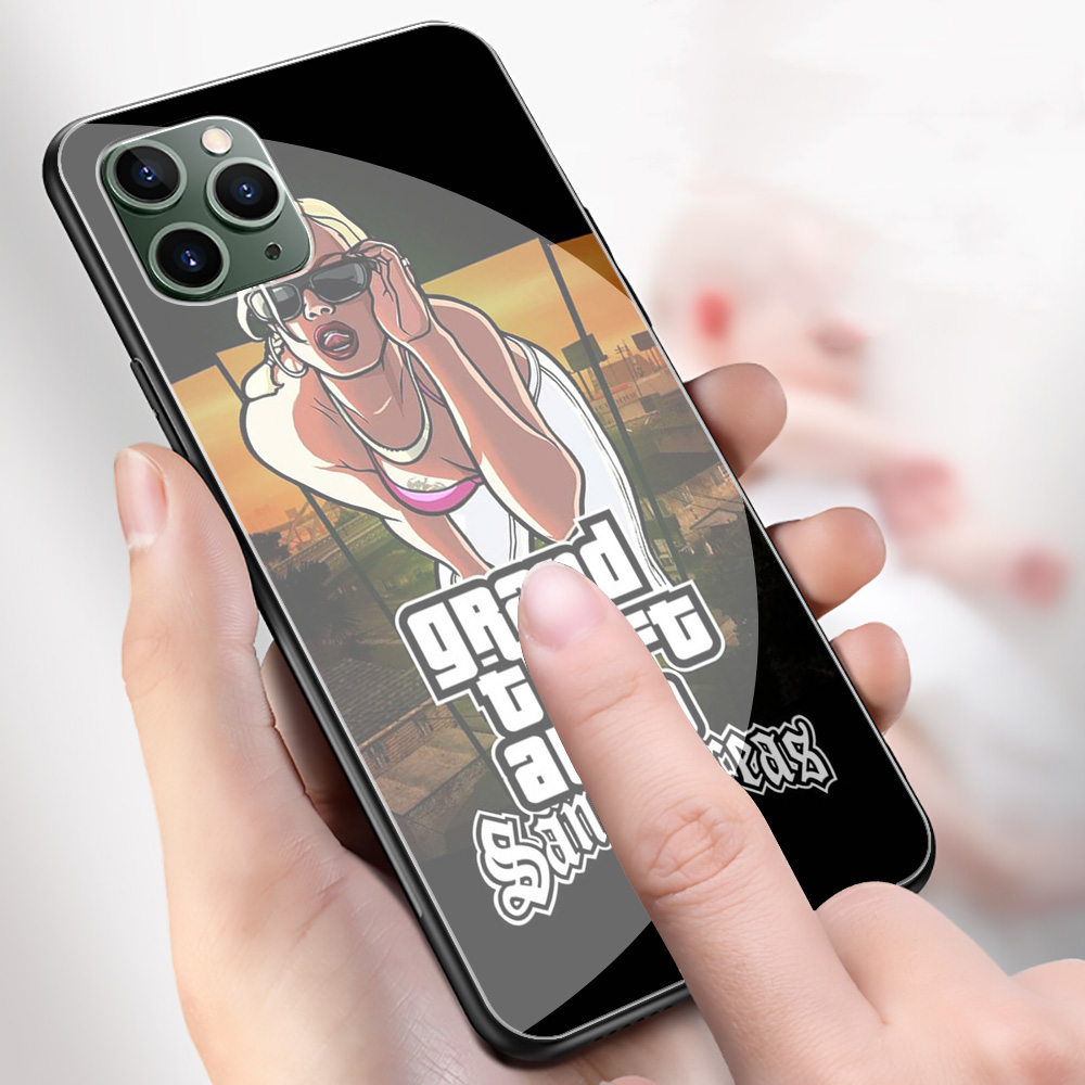 Ốp Điện Thoại Kính Cường Lực Cạnh Mềm Hình Game Gta 5 Grand Theft Fy61 Cho Apple Iphone 11 Pro Xs Max Xr X 8 7 6 6s Plus