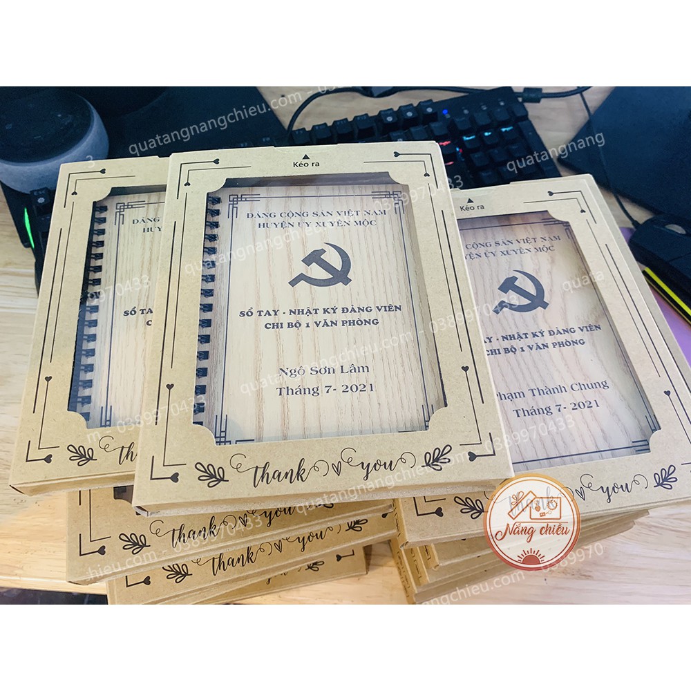 Sổ tay - Nhật ký Đảng Viên - Sổ bìa gỗ cứng 2 mặt chống thấm nước - Ruột sổ 100 trang dày dặn