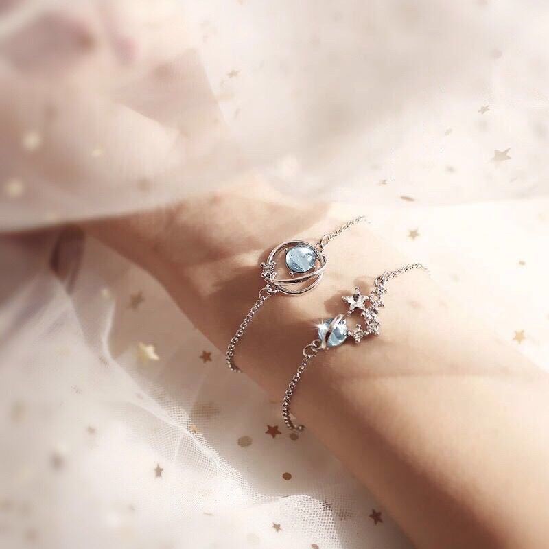 We Flower Vòng cổ Mặt Trăng Và Ngôi Sao Đính Đá Pha Lê Xanh Thời Trang Dành Cho Nữ
