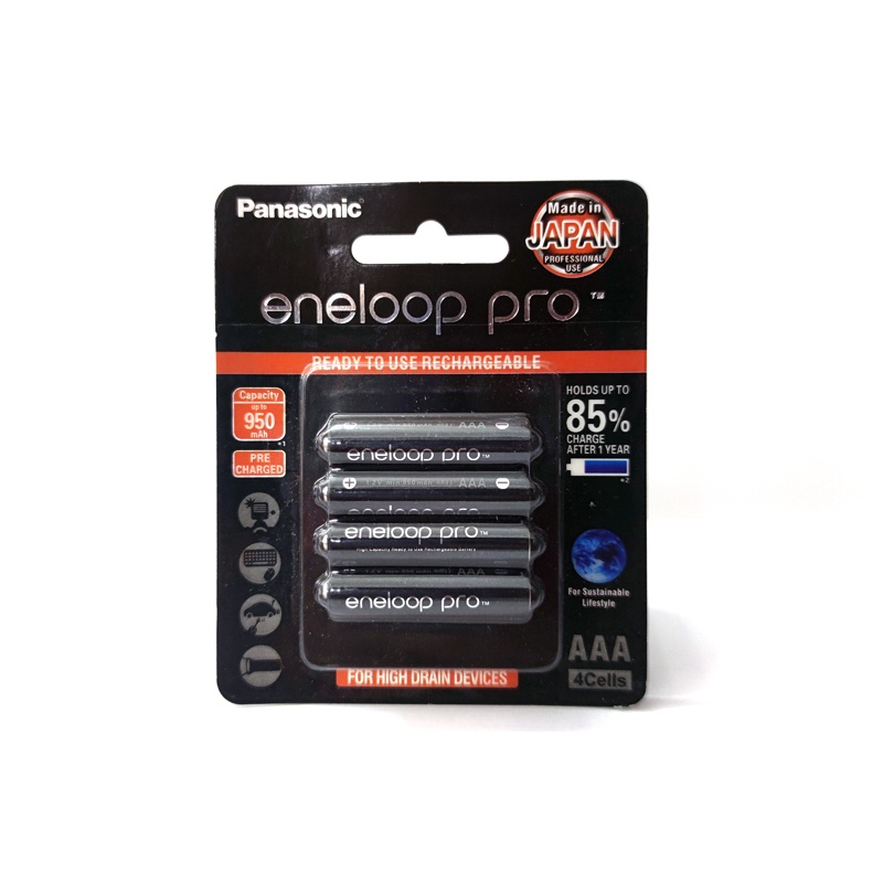 Vỉ 4 pin sạc AAA Eneloop Pro 950mAh BK-4HCCE/4BT box Anh new - made in Japan (Đen) Nhất Tín Computer