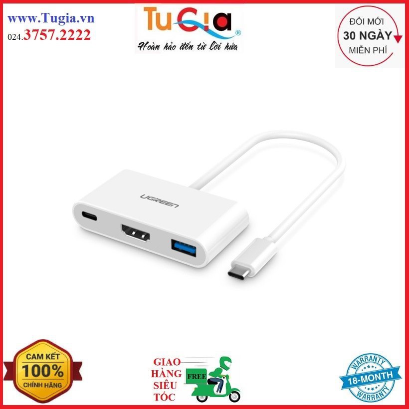 Bộ Chuyển USB Type C To USB 3.0 Và HDMI Ugreen 30377 - Hàng Chính Hãng