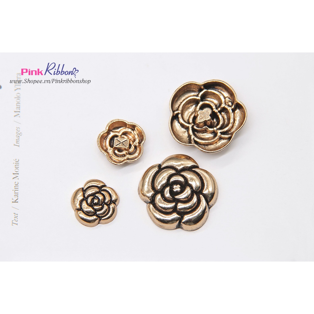 Charm hoa hồng biểu tượng Ch@N€L mạ xi vàng cao cấp