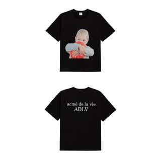 Áo thun ngắn tay cổ tròn ADLV nam nữ Baby Face Black Balloon Đen ADLV