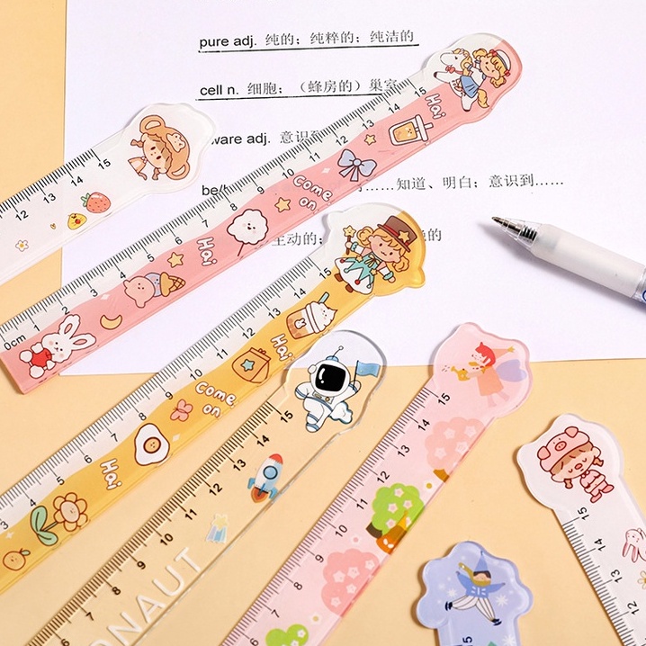 &lt;Video Review&gt; Thước Kẻ Đo Trong Suốt Bằng Nhựa Dài 15cm In Hình Phi Hành Gia D123