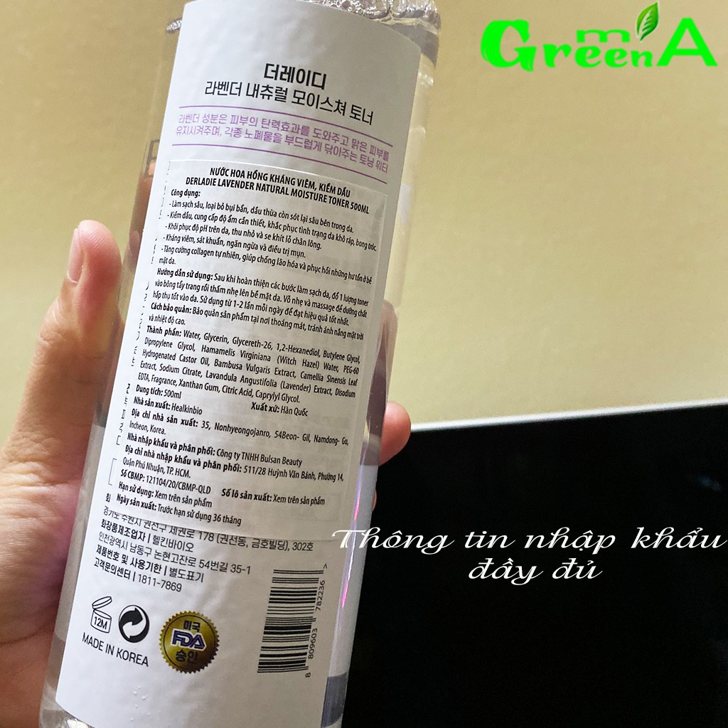 Toner Nước Hoa Hồng Derladie Lavender Oải Hương Kiềm Dầu, Giảm Mụn Chiết Xuất Hoa Lavender 500ml | BigBuy360 - bigbuy360.vn