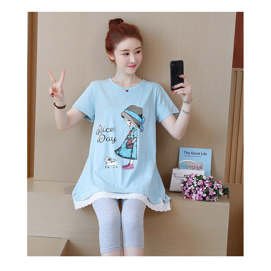 Áo bầu thời trang NICE DAY cô gái pha ren siêu xinh A21