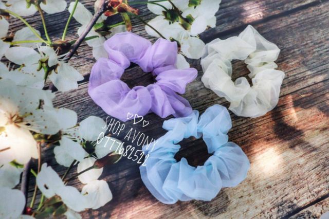 Cột tóc vải Scrunchies voal gam màu pastel